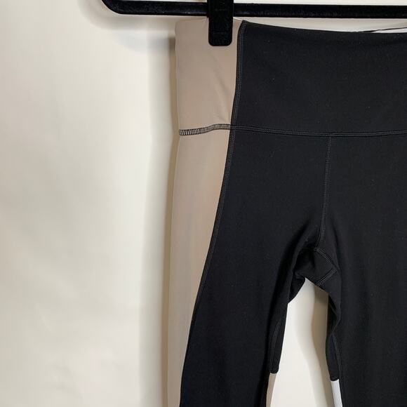 Athleta Black Taupe White Colorblock Leggings Sz Small - Picture 5 of 11